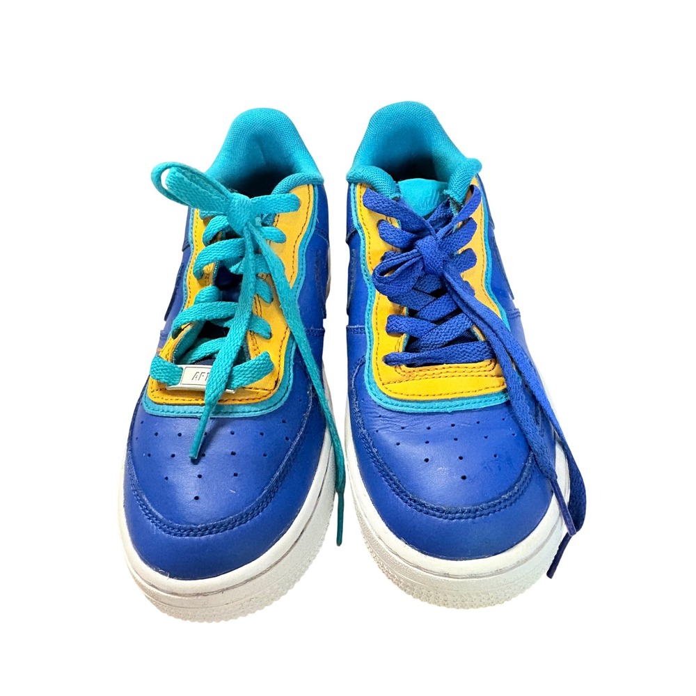 Nike Air Force 1 Low Blue Yellow Teal Colorblock Sneakers Mens Shoes